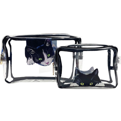 Сумка PVC облегченной печати кота косметическая для девушек