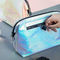 Портативный застегнутый на молнию PU кроет кожей голографическую косметическую сумку